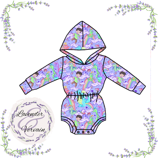 Reptile stories hooded LS bubble romper